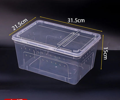 Reptile Breeding Box Terrarium Turtle Tank Silkworm Spider Horned Frog Gecko Lizard Snail Cage Portable Habitat Enclosure