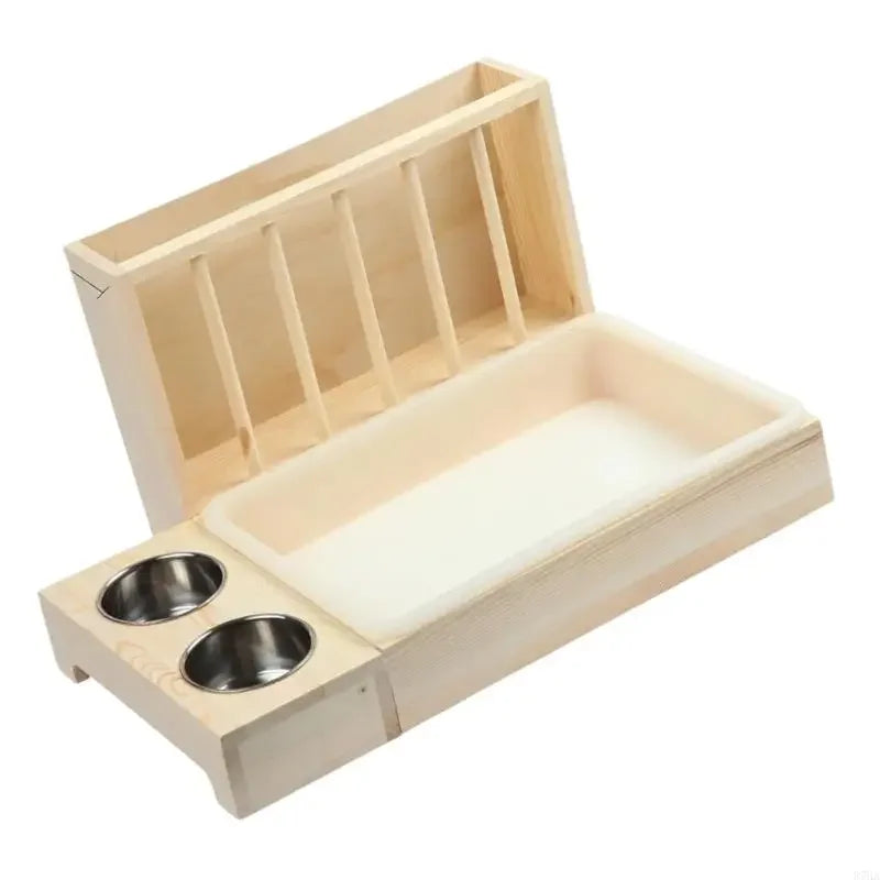 Small Animal Feeders Stable Wooden Frame Compacts Small Animal Feeding Cage for Small Pet Easyly Clean Y5GB
