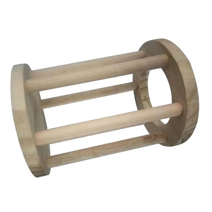 Rabbit Hay Feeder Rack Wooden Food Manger Cylindrical Stand Grass Holder for Small Pets Bunny Chinchilla Guinea Pigs Small Pets