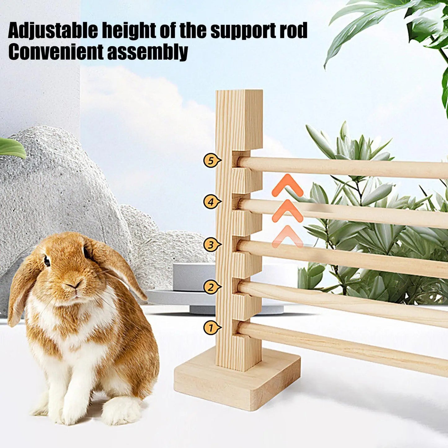 Rabbit Exercise Obstacle Wooden Bunny Agility Equipment Adjustable Height Small Animal Toy Training Games for Pet Habitat Ferret