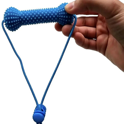 Dog Chew Toy Interactive Tug Rope Toy Quiet Durable Plastic Chew Stick With Gum Massage Nubs For Small Medium Dogs