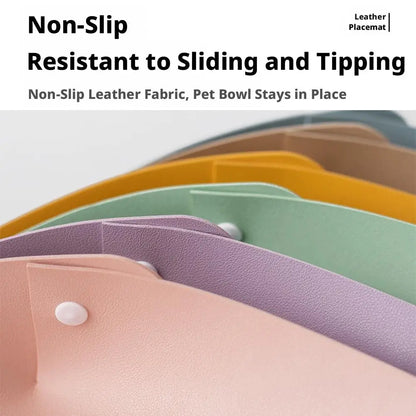 PU Leather Pet Feeding Mat Spill Proof Waterproof Oil Resistant Non Slip Bowl Holder Easy Clean Floor Protector for Dogs Cats
