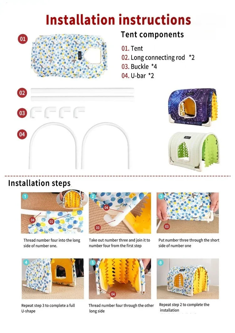 Small Animal Hideout Bed-Soft Pet House with Open Entrance,Safe Rounded Corners for Guinea Pigs/Hamsters/Rabbits-Decor Shelter
