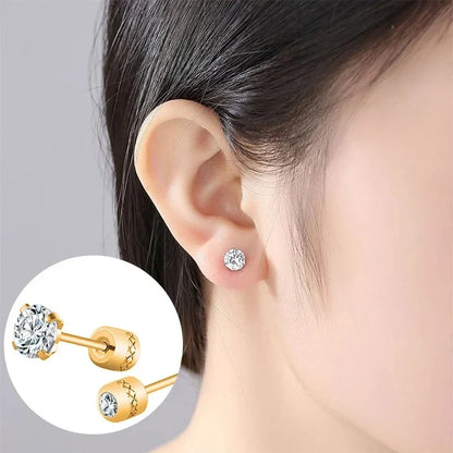 Medical Stainless Steel Crystal Stud Earrings | 2-Piece Tragus Cartilage Earrings for Men and Women