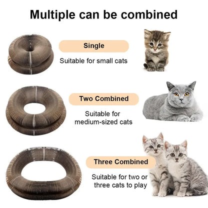 Magic cat scratching board toy with ball kitten climbing frame round wavy cat scratching board toy multiple ways to play