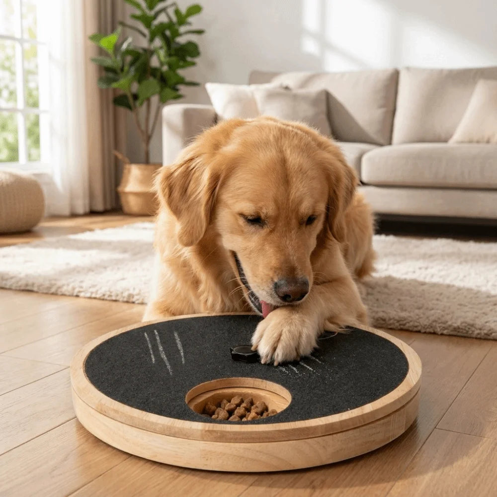 Rotating Dog Scratching Board Round Non-Slip Dog Nail Grinding Pad Wear-resistant with Treat Box Pet Slow Feeding Plate for Dogs