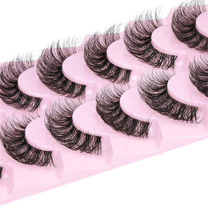 10 Pairs 6D Super Fluffy Wispy Faux Mink Eyelashes | Cat Eye Effect Dramatic Lashes