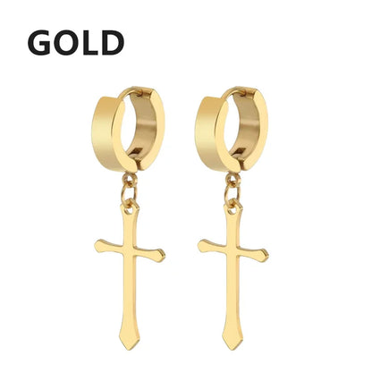 2pc Stainless Steel Cross Earrings Set | Gothic Punk Huggies for Men Women
