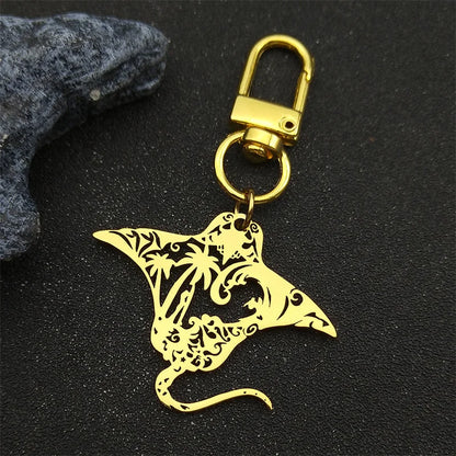 Manta Ray Sea Devil Fish Pendant Necklace | Stainless Steel Gold Silver Color Chain Jewelry
