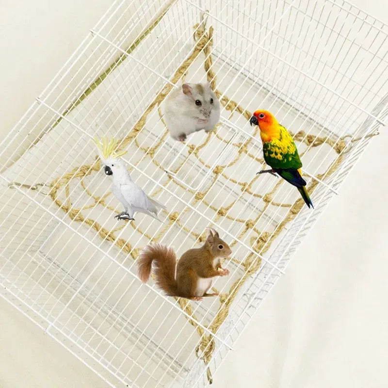 Parrot Swing Rope Birds Hanging Climbing Net With Hook Hammock Birds Stand Ladder Birds Chewing Playing Gym Hamster Rabbit Toys