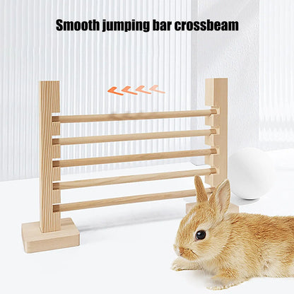 Rabbit Exercise Obstacle Wooden Bunny Agility Equipment Adjustable Height Small Animal Toy Training Games for Pet Habitat Ferret