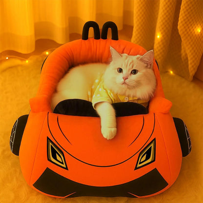 Supercar Cat Beds Kitten Bed Soft and Cozy Small Dog Beds with Pillow Washable Pet Mat for Puppy Kitty Funny Cats Toys Supplies