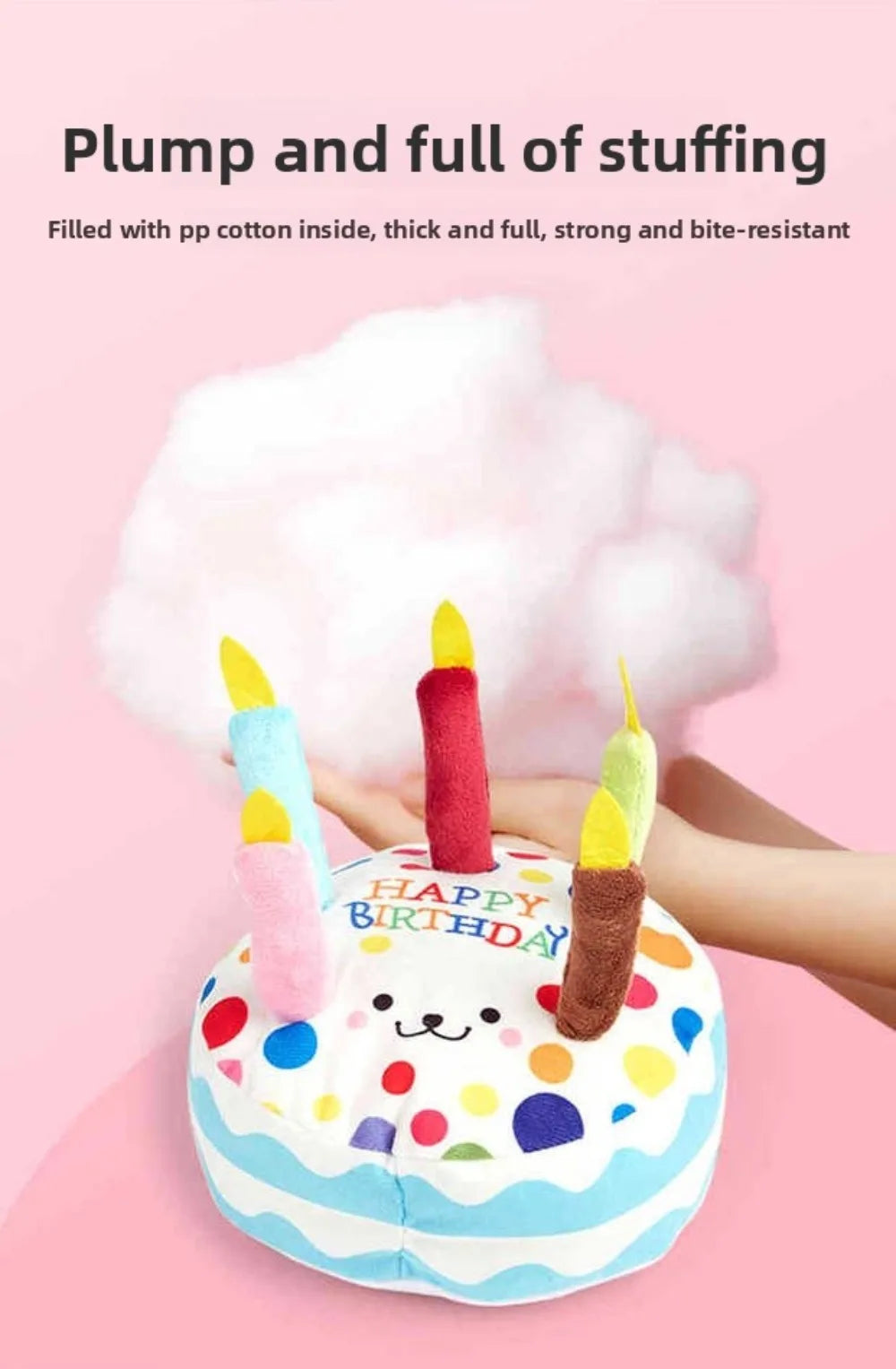 New Birthday Cake Dog Toys Interactive Bite Resistant Gnaw Toys Puppy Teething 16cm Stuffed Cake Doll Party Decor