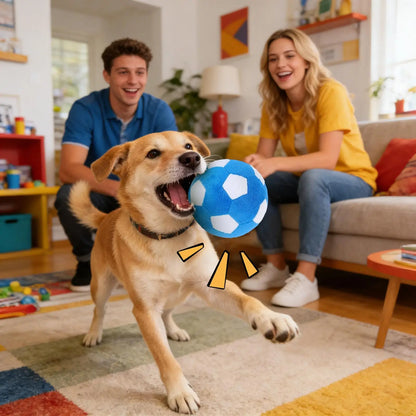 Dog Soccer Ball Toy Soft Chewing Game Plush Soft Squeaky Balls for Dogs for Indoor Outdoor Play Teething Enrichment Puppy Large