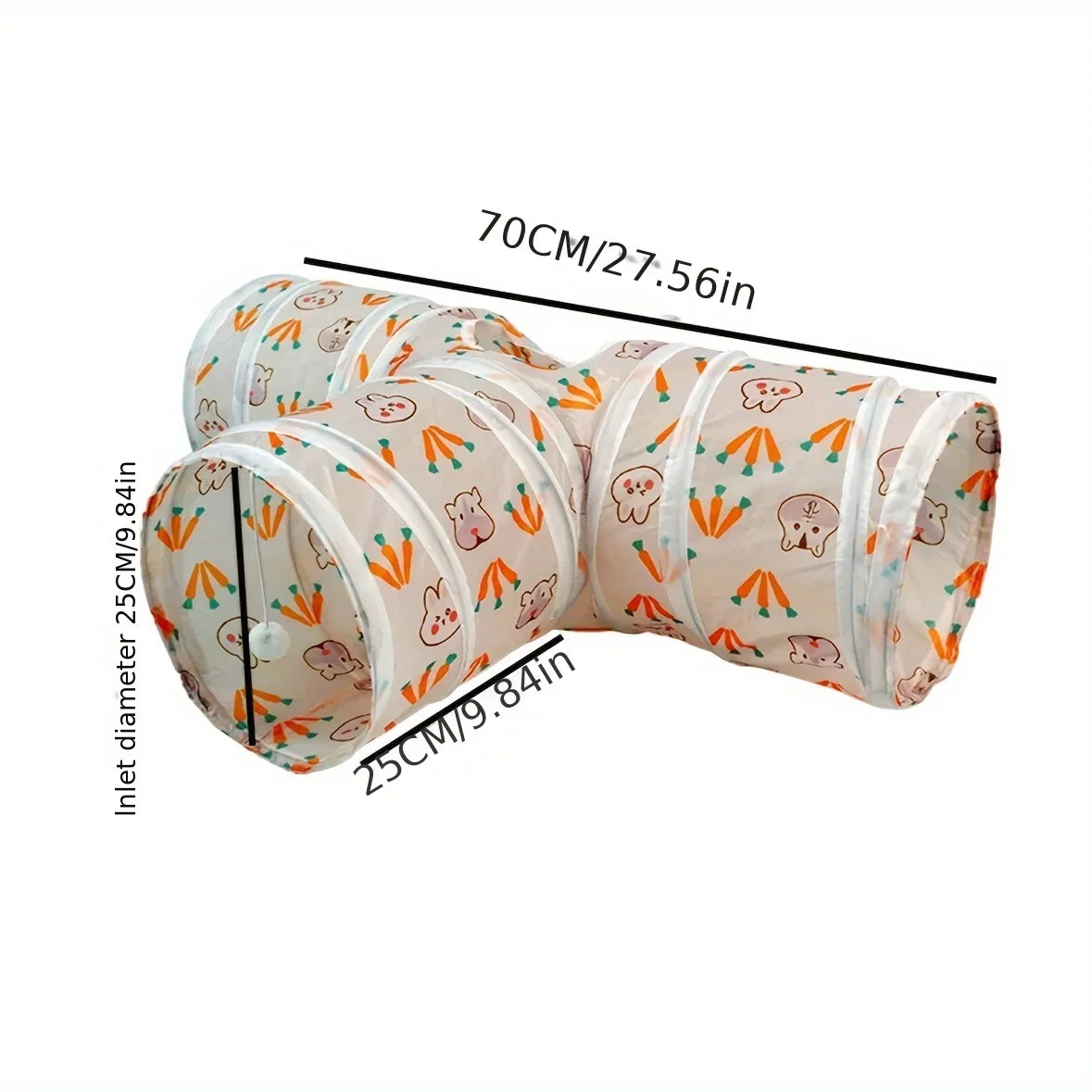 Three-Door Rabbit Tunnel - Foldable toy tube, suitable for hiding places for small pets