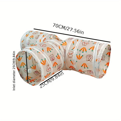 Three-Door Rabbit Tunnel - Foldable toy tube, suitable for hiding places for small pets