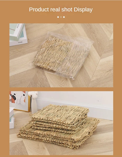 Straw Hand Woven Breathable Rabbit Grass Mat Four Season Hamster Guinea Pig Dutch Pig Foot Mat Rabbit Grass Nest Pet Supplies