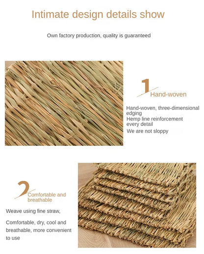 Straw Hand Woven Breathable Rabbit Grass Mat Four Season Hamster Guinea Pig Dutch Pig Foot Mat Rabbit Grass Nest Pet Supplies