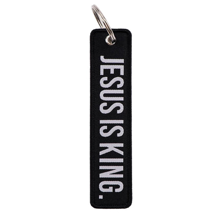 Rock and Roll Key Fob | Black Embroidery Key Tag for Bags and Gifts