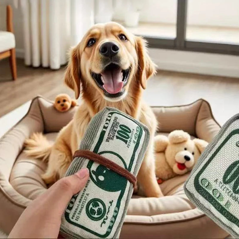 Dog Toy Money Shape Bite Resistant Indestructible Squeaky Toy Sound Interactive Self-Play for Dog Puppy Cat Pet Training Supplie