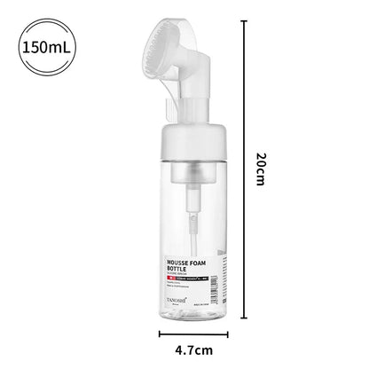 30ml 60ml 100ml 150ml Empty Foam Pump Bottle with Silicone Brush Head | Portable Face Cleanser Dispenser