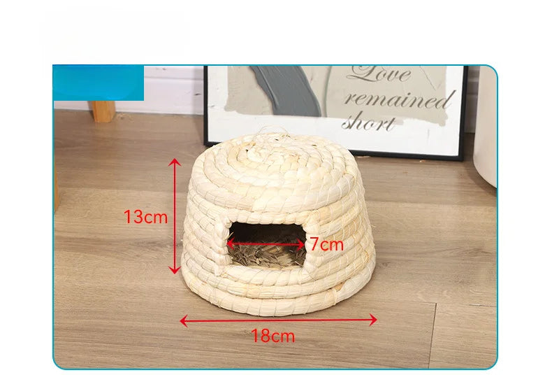 Straw Hand Woven Breathable Rabbit Grass Mat Four Season Hamster Guinea Pig Dutch Pig Foot Mat Rabbit Grass Nest Pet Supplies