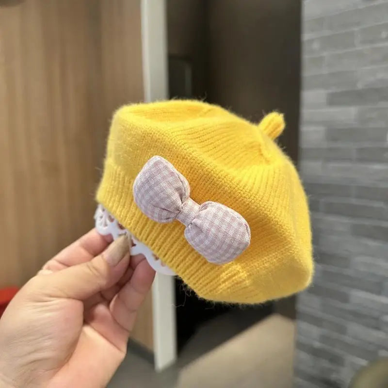 Kids Knitted Beret with Bow | Winter Hat for Baby Girls and Toddlers