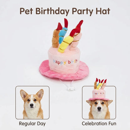 Pet Birthday Party Hat Toy Set For Cats and Dogs Elastic Comfortable Wear Bite Resistant Durable Photo Prop Gift