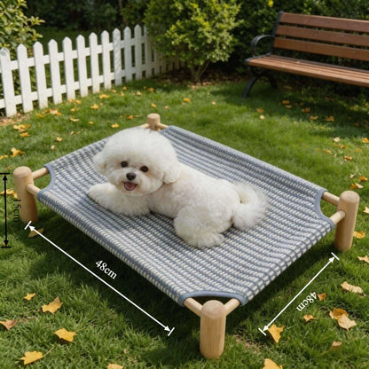 Wooden Frame Elevated Dog Bed Breathable Raised Pet Cot for Small Dogs Cats Summer Cooling Dog Camp Bed Kennel Pet Products