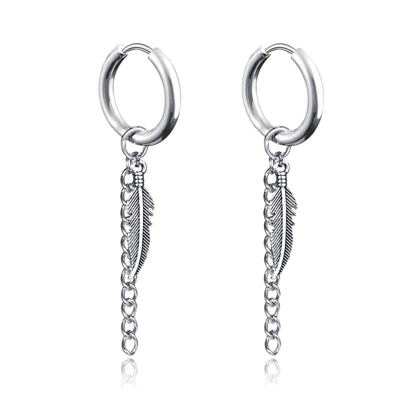 Fashion Punk Gothic Stainless Steel Drop Earrings | Unisex Stud Earrings for Men Women