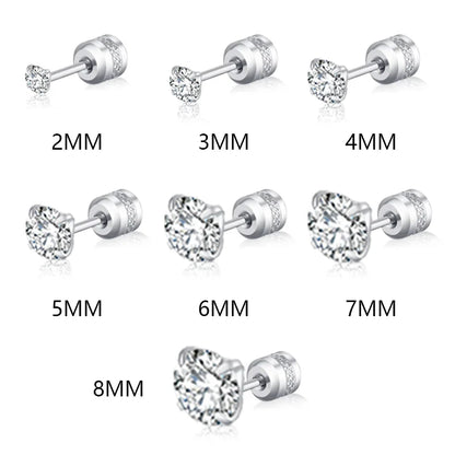 Medical Stainless Steel Crystal Stud Earrings | 2-Piece Tragus Cartilage Earrings for Men and Women
