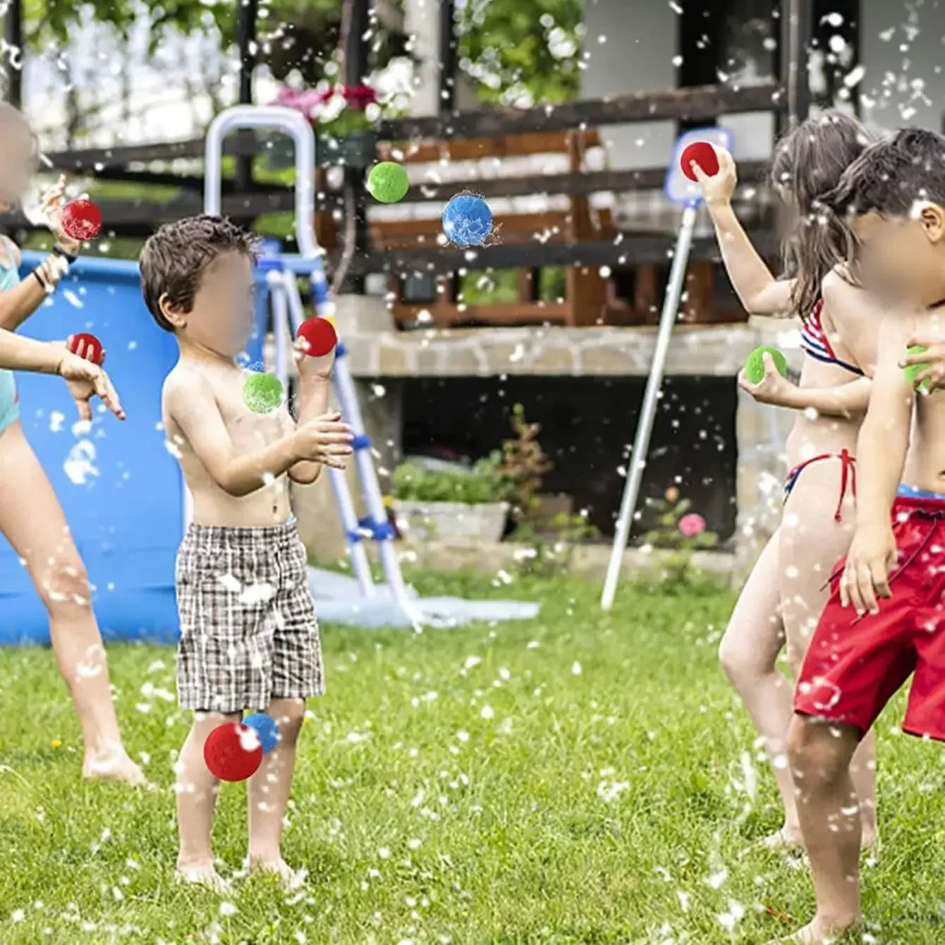 15pcs Reusable Sponge Water Balls | Colorful Splash Balloons for Pool and Summer Fun