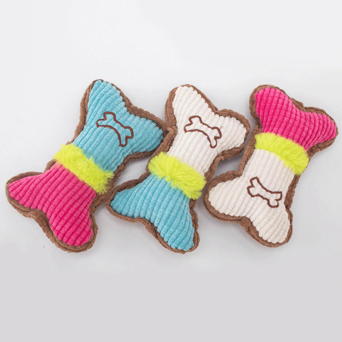 1Pce bite resistant pet sound toy, dog plush bone shaped chew toy, suitable for small and medium-sized puppies