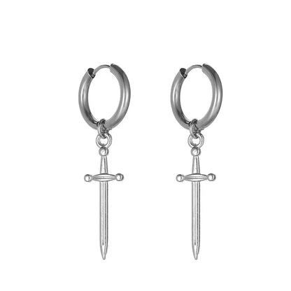 Fashion Punk Gothic Stainless Steel Drop Earrings | Unisex Stud Earrings for Men Women