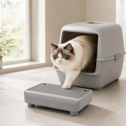 Cat Litter Box Step Non Slip Double Layer Washable Pad for Litter Box Cabinet for Cats