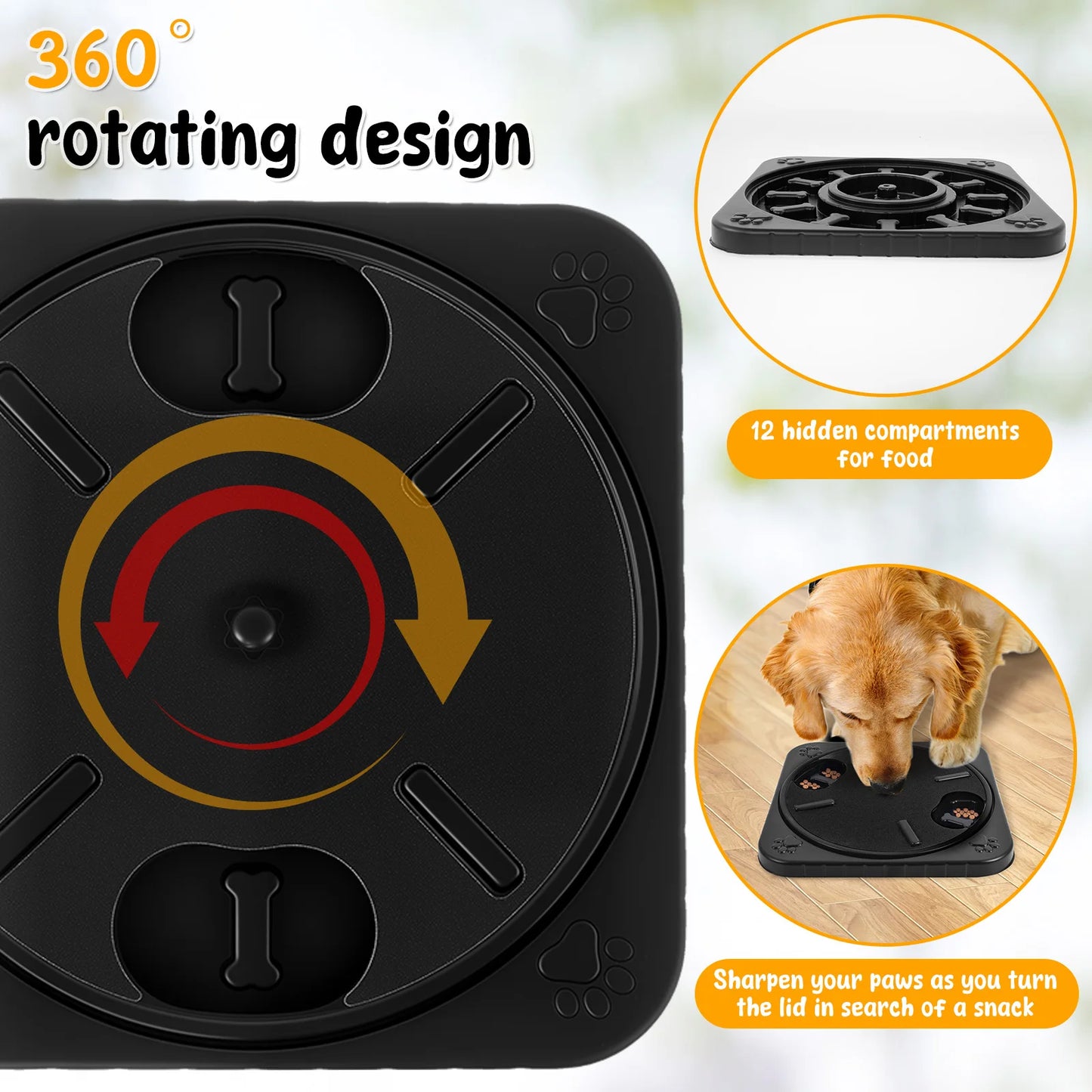 Round Dog Nail Scratch Board 360° Rotating Dog Scratch Pad with Snack Compartments Interactive Pet Toy Pet Supplies Accessories