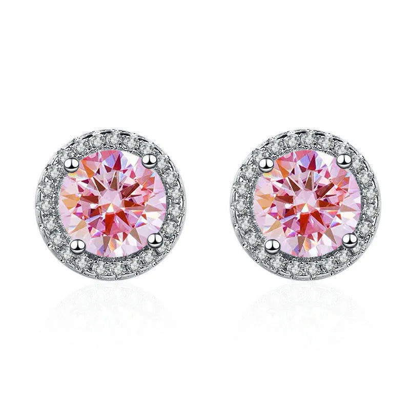 925 Sterling Silver Stud Earrings | Zircon and Colored Gemstone Elegant Jewelry