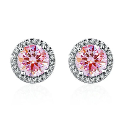 925 Sterling Silver Stud Earrings | Zircon and Colored Gemstone Elegant Jewelry
