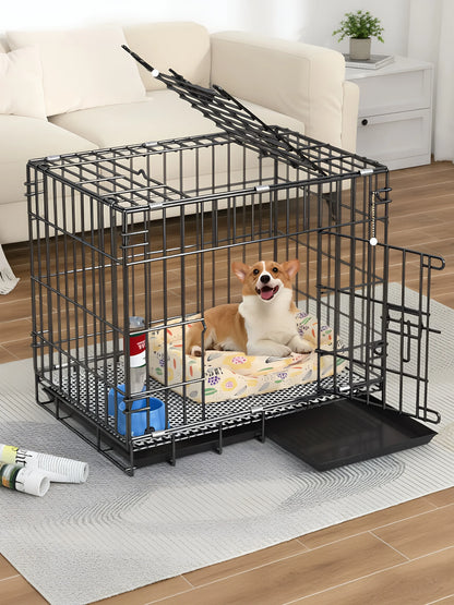 Dog Cage, Small and Medium-Sized Dog, Pet Cage, Fence, Thickened, Large Dog, Household Folding Dog Bed, Car Cage, Cat Cage