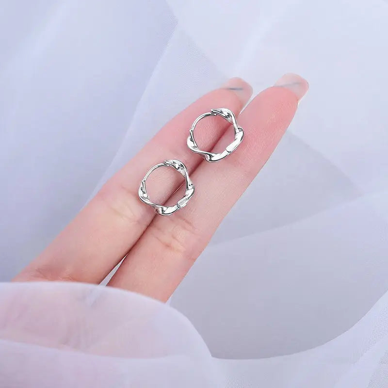 Silver Hoop Earrings | Trendy Distorted Round Earrings for Women