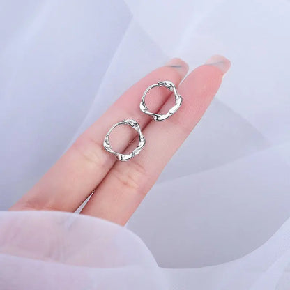 Silver Hoop Earrings | Trendy Distorted Round Earrings for Women
