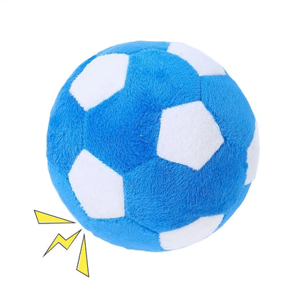 Dog Soccer Ball Toy Soft Chewing Game Plush Soft Squeaky Balls for Dogs for Indoor Outdoor Play Teething Enrichment Puppy Large
