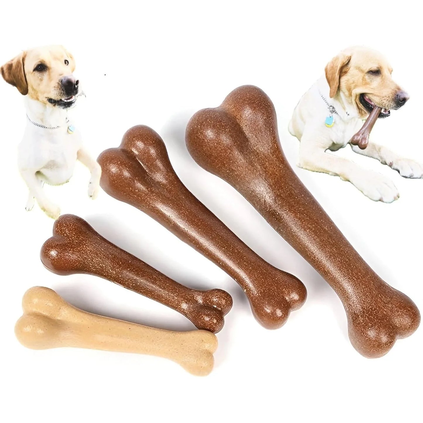 Dog Bone Chews Toys Nearly Indestructible Natural Non-Toxic Anti-Bite Puppy Toys For Small Medium Large Dog Pet Training Toys