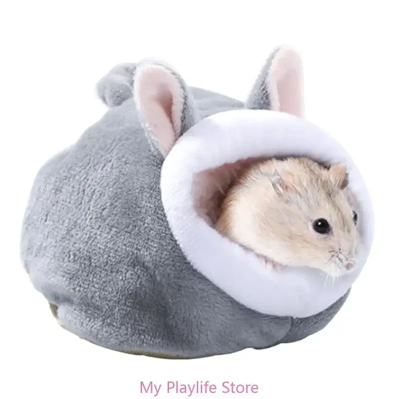 Cute Cartoon Rabbit Squirrel Mini Cage Guinea Pig Nest Small Animal Mice Rat Pet Sleeping Bed Hamster House Winter Warm Soft Mat