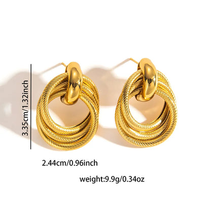 Stainless Steel Circular Splicing Earrings | Modern Geometric Drop Earrings