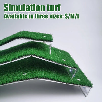 Turtle Basking Platform Turtle Habitat Simulation Lawn Ramp Turtle Dock Floating Island for Reptile Terrarium Aquarium Accessory