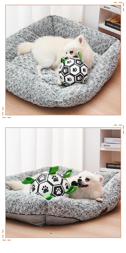 Dog Toys Soccer Ball with Straps, Interactive Dog Toys for Tug of War, Puppy Birthday Gifts, Dog Tug Toy, Dog Water Toy, Durable