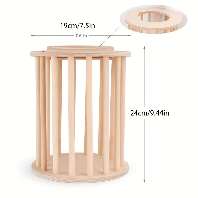 1 Piece of Accessory with Random Color and Style, Wooden Rabbit Hay Feeder, Cross-Border Pet Supplies, Cylindrical Vertical Feeder with Lid, Hay Storage Rack