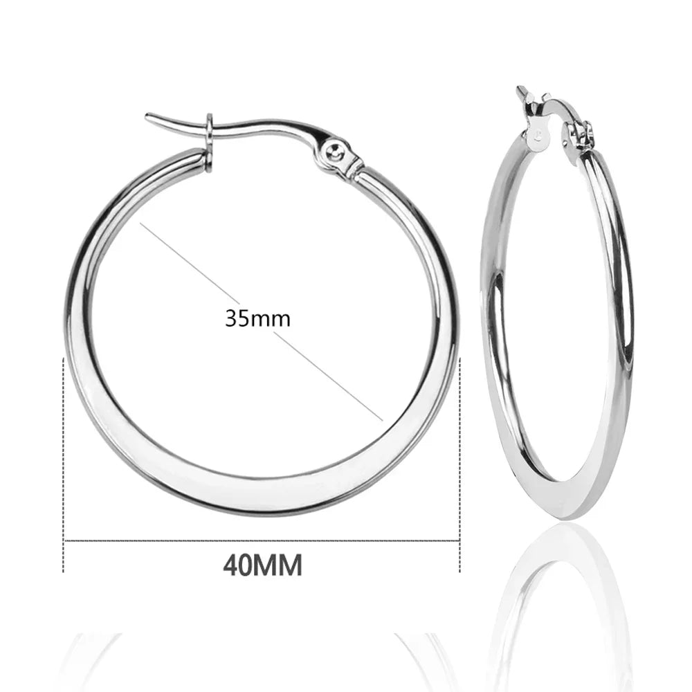 LUXUSTEEL Stainless Steel Hoop Earrings | Simple Geometric Shapes for Women