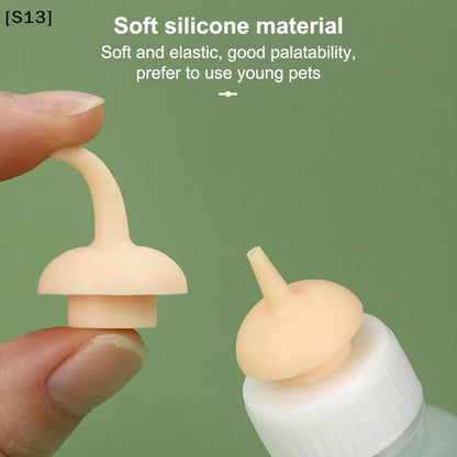 Pet Kitten Feeding Bottle Nipple Feeder Can Squeeze Liquid Milk Nursing Bottle For Newborn Dogs Puppies Rabbits Hamster Cat[Q]Q@